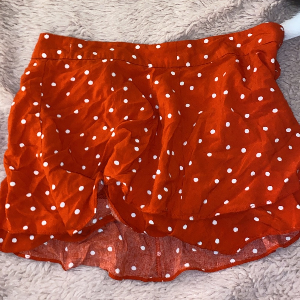 red polka dot skirt shorts